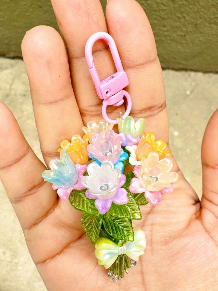 Carnival Bloom Charm — handmade multicolour flower bag charm by MeShanvi Studio